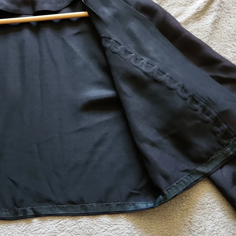 Black bolero jacket Sz M cropped open front loop detail shrug office cocktails